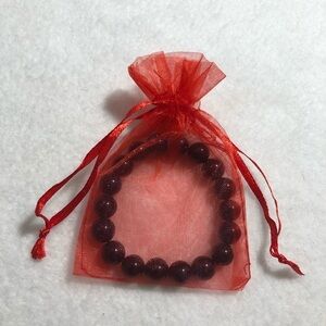 Blue Sandstone Bead Bracelet Cuff 8” Healing Natural Stone Extendable Gift Bag